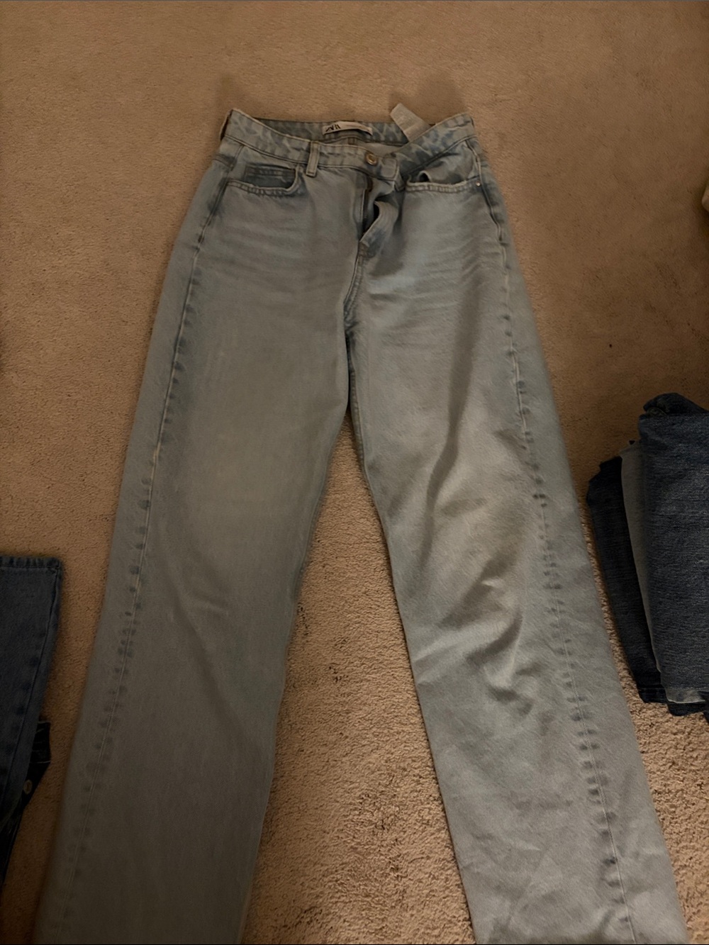 Zara Light Blue Straight-Leg Women's Jeans